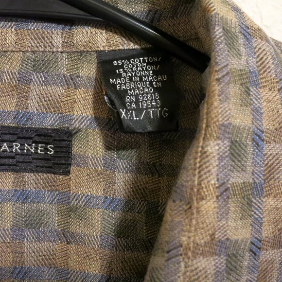 Jhane Barnes Shirt Mens 2XL Long Sleeve Button Brown Blue Stripes - Picture 4 of 6